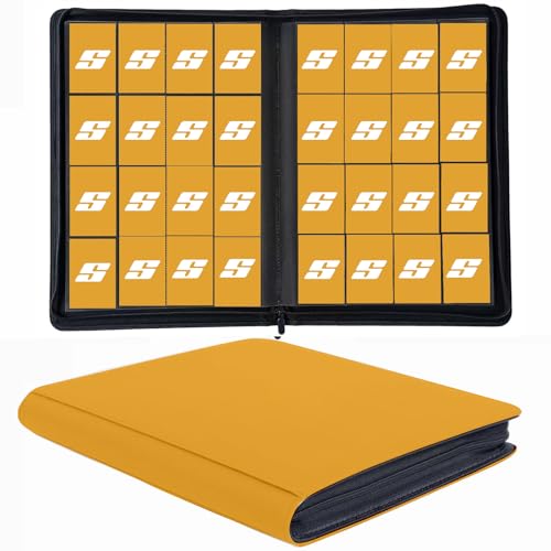1000+ Pockets Trading Card Binder, 16 Pocket Ringless Side Loading Card Holder Album, Trading Card Album Fit for YuGiOh, MTG, TCG, Game Cards, Sports Cards, Business Cards (Yellow) - color: Yellow