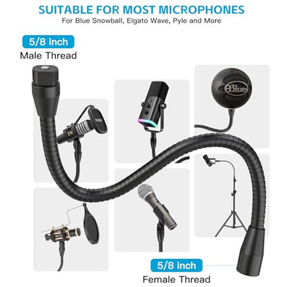 ZealSound Multifunction Metal Hose Arm, 13 inch Microphone Gooseneck, Stand Extension for Mic Floor Stand - size: 13-Inch