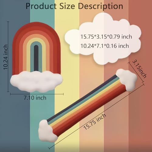Gel Cloud Keyboard Wrist Rest Cute Rainbow Mouse Pad with Wrist Rest for Computer Keyboard and Mouse Pad Set PU Base Silicone Ergonomic White Cloud Wrist Pad Support for Gaming Desk Laptop Home Office - color: 2pcs Rainbow Cloud