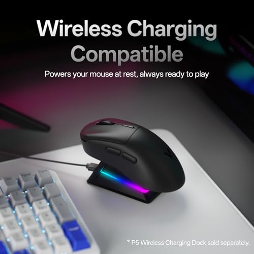 Rapoo VT3 MAX Gen-2 Wireless Gaming Mouse, True 8K Wireless Polling Rate, 53g Lightweight, Up to 750 Hr Battery, Nordic nRF54L15 MCU, 120-Million Optical Switch, 10 Programmable Buttons, Macro Enabled - color: Black
