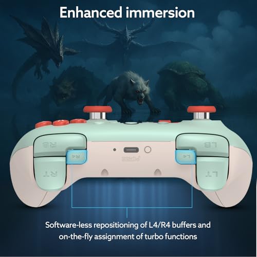 8Bitdo Ultimate 2C Wireless Controller (Mint) - 1000Hz Polling | For Windows PC & Android, Hall Effect Joysticks & Triggers, Remappable L4/R4 Bumpers - color: Mint
