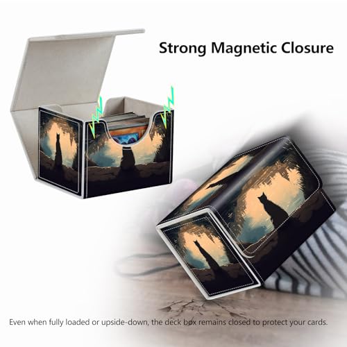 Strong Magnet Card Case Deck Box Mtg Card Box Playing Card Box Magic Deck Box Tcg Up to 200 Cards Creative Pattern Trading Card Storage Box for Collectible Card Games, A Pretty Cat - color: A Pretty Cat