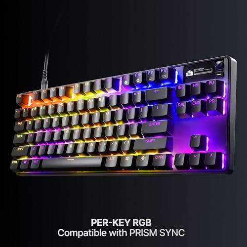 SteelSeries Apex Pro TKL Gen 3 Gaming Keyboard - OmniPoint 3.0 Analog Magnetic Switches, Quickset Auto-Presets (Rapid Trigger, Rapid Tap/SOCD, Protection Mode), OLED, RGB, PBT Keycaps, USB-C, Black - color: Black, size: Pro TKL, style: Gen 3 Wired