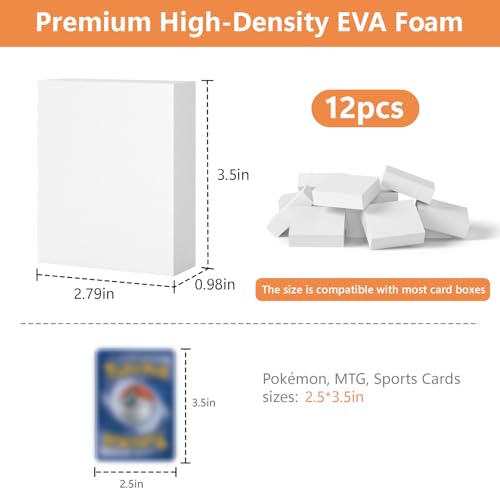 Trading Card Dividers for Storage Boxes - 12PCS High-Density Foam Card Spacer Blocks, Bulk Box Divider, Card Storage Supplies for MTG, TCG, Baseball & Sports (White) - style: 12PCS