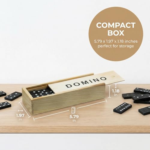 Mini Wooden Dominoes Set for Adults, 1 Pack - Classic Double Six Domino Game in a Wooden Case - Educational Board Games & Activity for Elderly People, Adults - style: 1 Pack