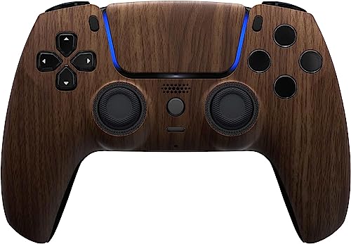 Custom Controllerzz Wood Controller Bundle – Includes Wood Custom Wireless Controller for PS5, PC & Braided USB-C Cable & Universal Protective Case