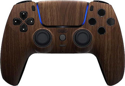 Custom Controllerzz Wood Controller Bundle – Includes Wood Custom Wireless Controller for PS5, PC & Braided USB-C Cable & Universal Protective Case