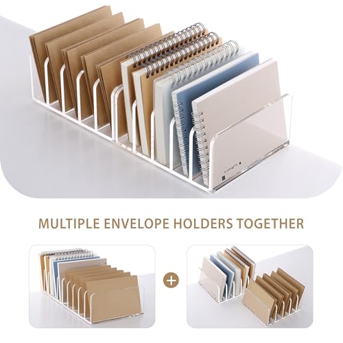 SANRUI 5 Compartments Acrylic Mail Sorter Holder, Clear Document Magazine Envelope File Rack, Vertical Letter Sorter & Multifunction Desk Organizer for Bills, Documents, Notebooks - size: 5 Compartments Rectangle