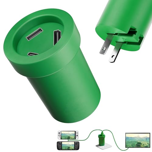 Switch Charger Dock Portable Compatible with Nintendo/OLED/Lite, 65W GaN Charging Dock&Hub, Swith Docking Station for TV with 4K 60Hz HDMI/USB-C PD Fast Charging/USB 2.0-Green
