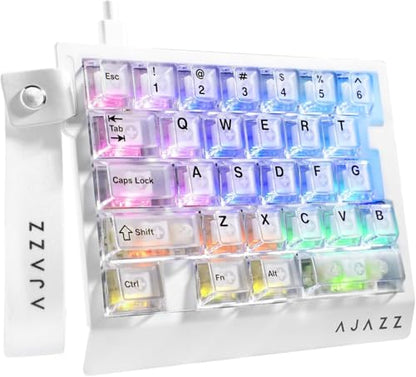 AK029 Wired 29 Keys One-Handed RGB Gaming Keyboard with 8000HZ,0.01mm RT Magnetic Switches Adjustable Actuation,Hotswappable Mechanical Keyboard,Aluminum Plate,Web Driver for Gamers-Transparent White - color: White Transparent