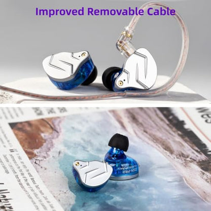 KZ ZSN Pro in Ear Monitor Headphones, 1BA 1DD Hybrid Driver Wired Gaming Earbuds, Deep Bass Sound Wired Ear Buds, HiFi IEM for Gaming Music Video Calling Singer Musician Drummer DJ (Without mic,Blue) - color: Blue, style: without mic
