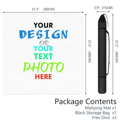 Custom Mahjong Mat with Photos Text, Personalized Design Mahjong Mat for Table, Noise Reduction Board Tile Games Mats, Unique Mah Jongg Mats, Customize Gifts for Mom Grandmom Wife Husband Friends - color: Diy