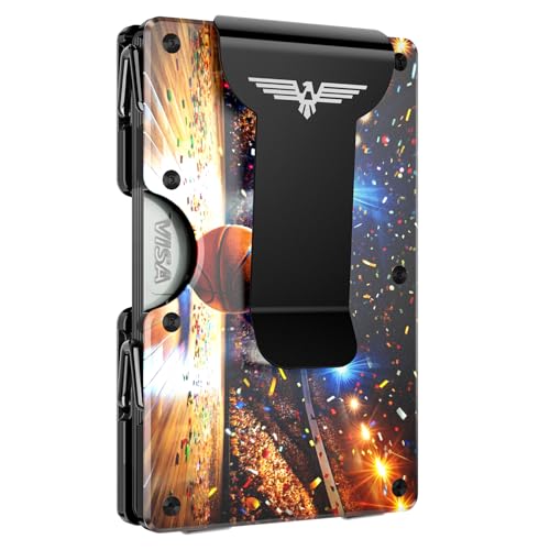 Lenvoten Upgraded Hinged Minimalist Wallet for Men, RFID Blocking Wallet | Slim Metal Aluminum, Credit Card Holder, Money Clip Holds 20 Cards, Premium Scratch-Resistant Finish, Ideal Gift for Men - color: T3-Shine Court