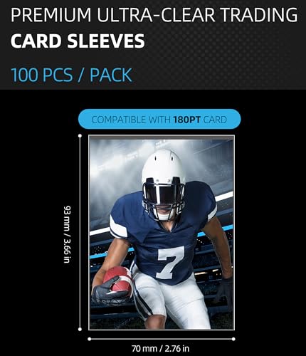 Ultra Clear Soft Penny Sleeves - 100pcs Standard Size Trading Card Protectors, Fits 180PT Cards, Acid-Free PVC-Free Card Sleeves for Collectors, Sports & Outdoors - size: 70×93mm (2.76"×3.66")