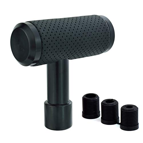 T Handle Shifter Car Knob, Joystick Style Alloy Cover with Leather Gear Stick Lever Shift Fit Most Automatic Manual Transmissions, Black - color: Black