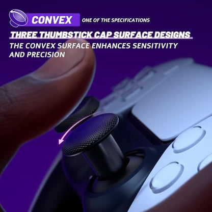 eXtremeRate ThumbsGear V3 Interchangeable Ergonomic Thumbsticks for PS5 Controller, Replacement Analog Thumb Sticks for PS4 Controller - 4 Height Adjustable Convex & Concave Grip Joysticks - Black - color: Black