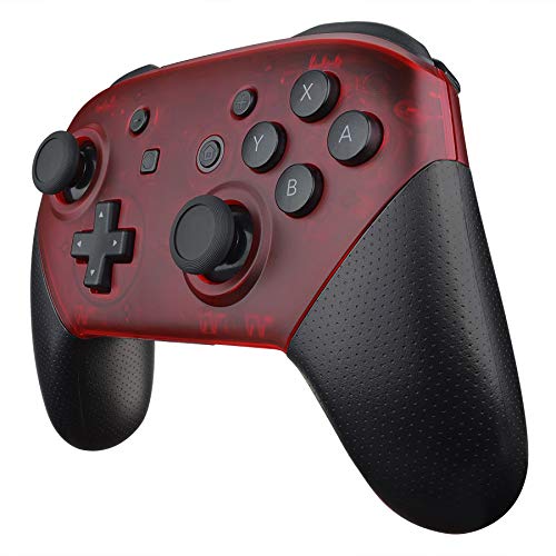 eXtremeRate Transparent Clear Red Faceplate and Backplate for Nintendo Switch Pro Controller, DIY Replacement Shell Housing Case for Nintendo Switch Pro - Controller NOT Included - color: Clear Red