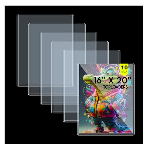 16x20 Toploaders 10ct - Ultra Durable Poster Protectors for Graphic Art, Photos, Crystal Clear PVC, Archival-Safe, Fit 16x20 Inch Sheets - size: 16x20
