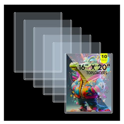 16x20 Toploaders 10ct - Ultra Durable Poster Protectors for Graphic Art, Photos, Crystal Clear PVC, Archival-Safe, Fit 16x20 Inch Sheets - size: 16x20