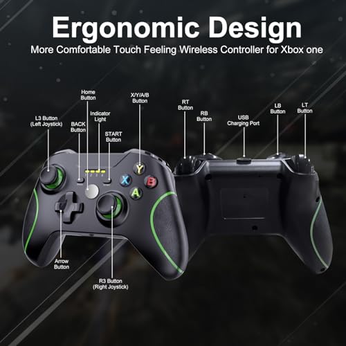ADHJIE Xbox One Controller,2.4GHz Wireless Xbox Controller | with 3.5mm Headphone Audio Jack Xbox Controller for Xbox One X/S Xbox Series X/S,Black