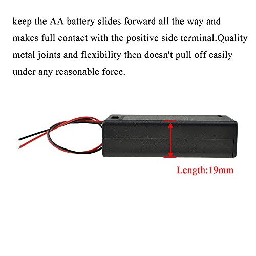 HAHIYO 3V AA Battery Holder Bundle with Wire Sturdy Cover Flexible Springs Contact Build-in Switch Batteries Black Case Easy Install 8 Pieces for Wall Clocks Ham Radio Kids Toys - style: 2AA-8P