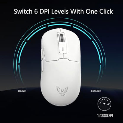 NEO V2 Bluetooth Gaming Mouse, Tri-Mode, 55g, 12000DPI RGB, White - color: White