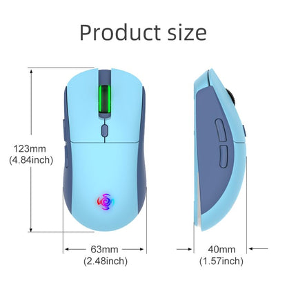 Wireless Gaming Mouse, 2.4G/USB-C/BT Wireless Mouse with 800mAh Battery, Adjustable 24,000 DPI & 1000 Polling Rate, PAW3311 Sensor, RGB Lighting, Programmable Buttons, for Win/Mac