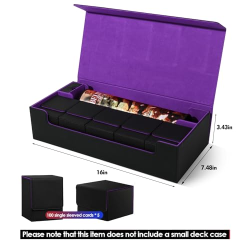 Premium Trading Card Storage Case TCG Deck Box Holds 800+ Sleeved Cards for MTG, YuGiOh, Uno, Sport with Strong Magnet Closure (Black & Purple) - color: A-Black/Purple - 800 Cards