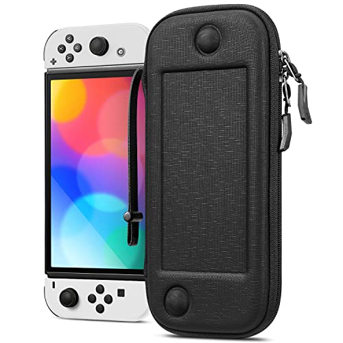 Fintie Slim Carrying Case for Nintendo Switch OLED Model 2021/Switch 2017 - [Slim Fit] Shockproof Protective Travel Storage Bag with 10 Game Cartridges, Darknight - color: Darknight