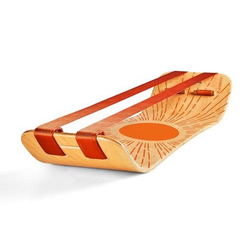 GIBBON SlackBoard, Balance Board Kids & Adults, Slackline Balance Trainer | 1 & 2 Line Options, Slack Board, Core Workout Equipment, Home Gym Training, Standing Desk Exercise, Yoga, Agility, Pilates - color: Sunbeam Plus - 2 Line