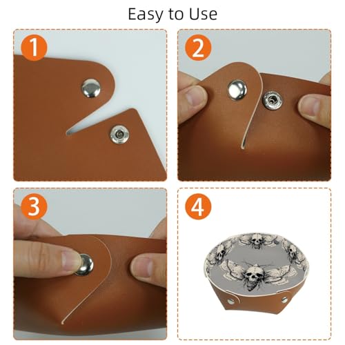 2Pcs PU Dice Holder Folding for RPG DND Table Games, Dice Trays Storage Box Portable Folding Rolling Dice Tray, Grey Moth Skull - color: Multi 8
