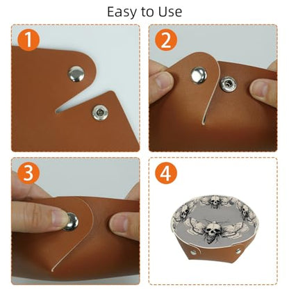 2Pcs PU Dice Holder Folding for RPG DND Table Games, Dice Trays Storage Box Portable Folding Rolling Dice Tray, Grey Moth Skull - color: Multi 8