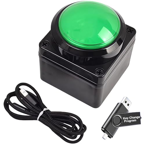 Programmable USB Macro Keyboard, Major Policy Decision Button, One Handed Programmable Setting & Game Switch Control Keyboard, U Flash Disk with Customized Program, Default Enter Function, Green - color: Programmable / Green / Default Enter