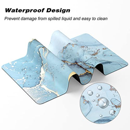 Extended Gaming Mouse Pad, XXL Large Desk Pad 30 x 14 Inch, Big Computer Keyboard Mousepad, Waterproof Mouse Mat with Stitched Edges and Non-Slip Base for Women Office Gaming, Blue Marble - color: Blue Marble