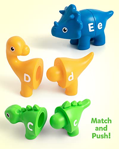 Coogam Matching Letters Fine Motor Toy, 26 PCS Double-Sided ABC Dinosaur Alphabet Match Game with Uppercase Lowercase, Preschool Educational Montessori Learning Toys for Toddlers - style: dinosuar alphabet
