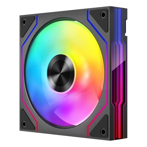 Star Trall ARGB Computer Reverse Blade Case Fan,Double Sided Infinity Mirror Design Cooling Fan, 120mm CPU Case Fan PWM 800~1850RPM 58.36CFM HDB PC Case Fans (Black Reverse-1Pack) - color: Black, size: Star Trall_Reverse_1Pack