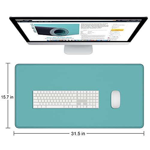 Dapesuom Large Gaming Mouse Pad, Extended Mouse Mat with Stitched Edges, Full Size Keyboard Pad with Non-Slip Base, Big XXL Computer Desk Mats for Gamer, Laptop, Office, 31.5 x 15.7in, Green - color: Malachite Green, size: 31.5L x 15.7W inches