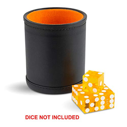 Leather Dice Cup for Board Games, Orange Felt Lining - style: Florida Orange