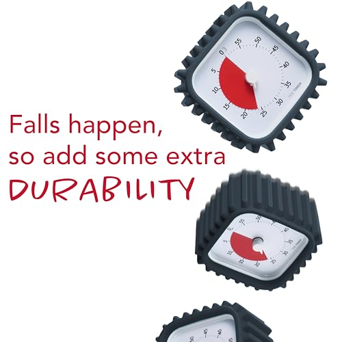 Time Timer MOD with Tire Protective Case - Charcoal Case with Visual Timer - Individual Sized 60 Minute Visual Countdown for ADHD, Autism, Kids, Students, and Pomodoro with Silent Operation (Tread)