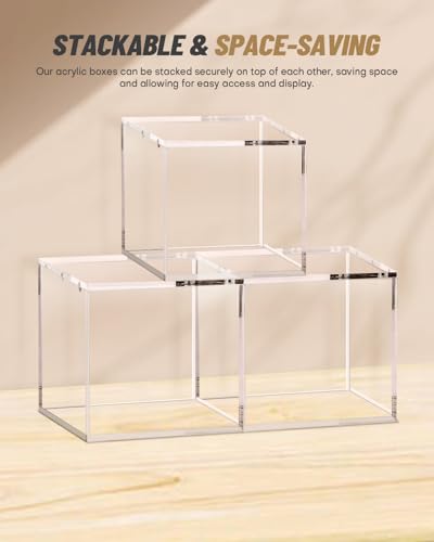Booster Box Acrylic Case | Stackable Acrylic Display Case with Magnets Lid | Compatible with PKMN Booster Box Case | 5mm Thick | UV Protection | Clear Boxes for Display |Suitable for Collectors - size: 6.1x3.5x5.3in