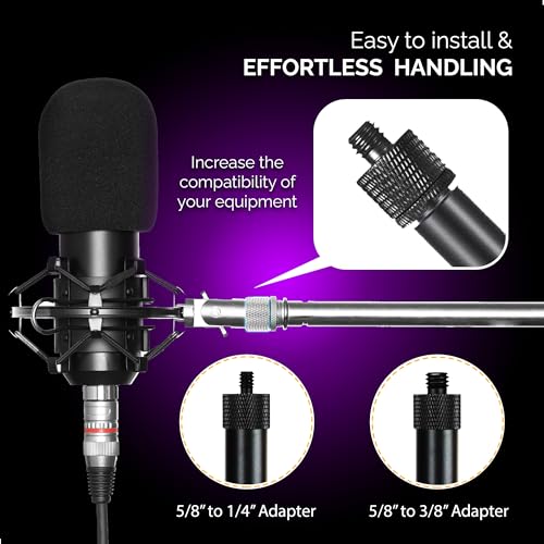 Mic Stand Adapter Set 8 pieces Metal Microphone Stand Screw Thread Adapter 5/8 Female to 3/8 Male 3/8 Female to 5/8 Male 5/8 Female to 1/4 Male 1/4 Female to 5/8 Male Tripod Adapter ADP03A Blck - color: Black