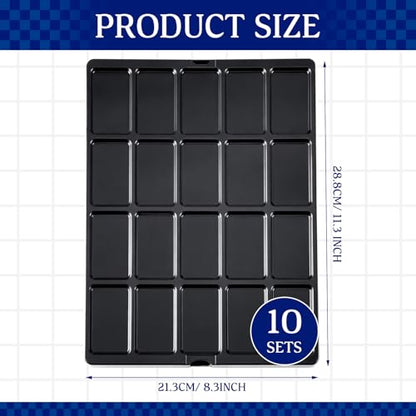 Novabright 10 Pack Game Piece Counter Trays with Clear Lids Game Board Card Sorting Tray Storage Organizer Box Wargames TCG Collection, Each Case Has 20 Compartments