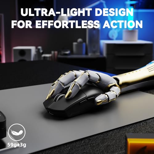 MAMBASNAKE ATTACK SHARK G3PRO Wireless Gaming Mouse,Tri-Mode,Bluetooth/2.4G/USB,59g Ultra Lightweight,25K DPI,100M Clicks Switches,RGB Magnetic Charging Dock,PAW3311 Sensor,BK52820 Chip-Black - color: Black