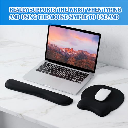 6 Pcs Mouse Pad and Keyboard Wrist Rest, Keyboard and Mouse Pad Set with Wrist Support, Ergonomic Memory Foam Wrist Rest for Computer Keyboard Office, Gaming, Computer, Laptop, Typing Comfort