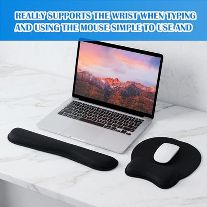 6 Pcs Mouse Pad and Keyboard Wrist Rest, Keyboard and Mouse Pad Set with Wrist Support, Ergonomic Memory Foam Wrist Rest for Computer Keyboard Office, Gaming, Computer, Laptop, Typing Comfort