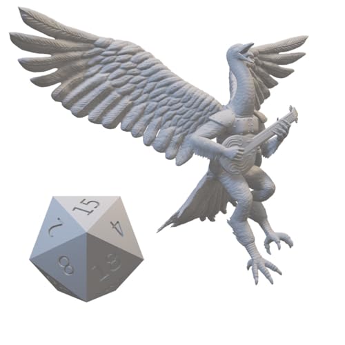 Bard Class Miniature for DND Pathfinder RPG Unpainted Resin 28mm-32mm (Goose Aarakocra Lute)