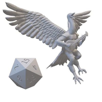 Bard Class Miniature for DND Pathfinder RPG Unpainted Resin 28mm-32mm (Goose Aarakocra Lute)
