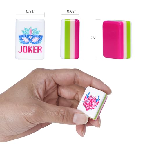 Jongyance American Mahjong Tile Set(4 Layer),160 Acrylic Engraved Mahjong Tiles, Mahjong Tiles Bag and Accessories - color: Magenta