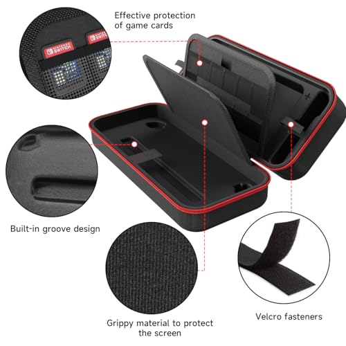 ELECGO Carrying Case Compatible with Nintendo Switch 2, Large Capacity Portable Travel Pouch Fit for Joy-Con 2 & Console & Adapter, EVA Hard Shell Carry Case with 24 Game Slots | Portable Travel Pouch Fit for Joy-Con 2 & Console & Adapter, EVA Hard Shell