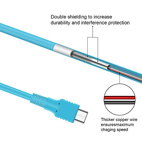 ECHZOVE Charger Compatible with Nintendo Switch, Charging Cable Compatible with Nintendo Switch OLED Model, Charger Cable Compatible with Nintendo Switch Pro Controllers - Blue (4.92ft) - color: Blue